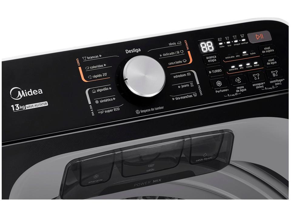 Lavadora de Roupas Midea 13kg Cesto Inox 13 Programas de Lavagem Branca Wave Agitator - 8