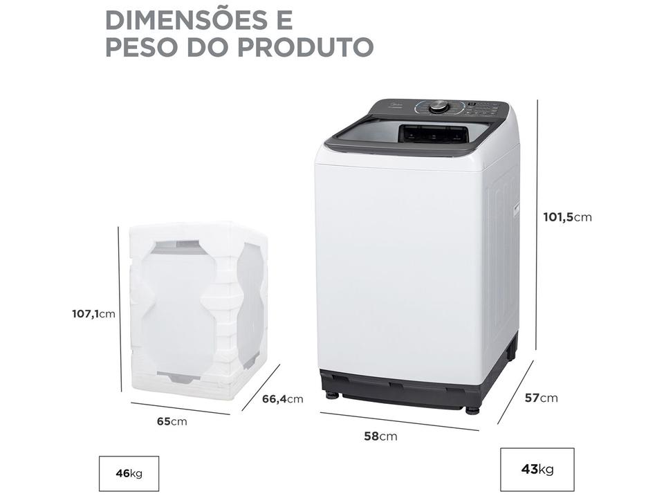 Lavadora de Roupas Midea 14kg Cesto Inox 13 Programas de Lavagem Branca MA512W140/WK-04 - 15