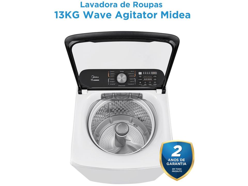 Lavadora de Roupas Midea 15kg Cesto Inox 13 Programas de Lavagem Branca Wave Agitator - 7