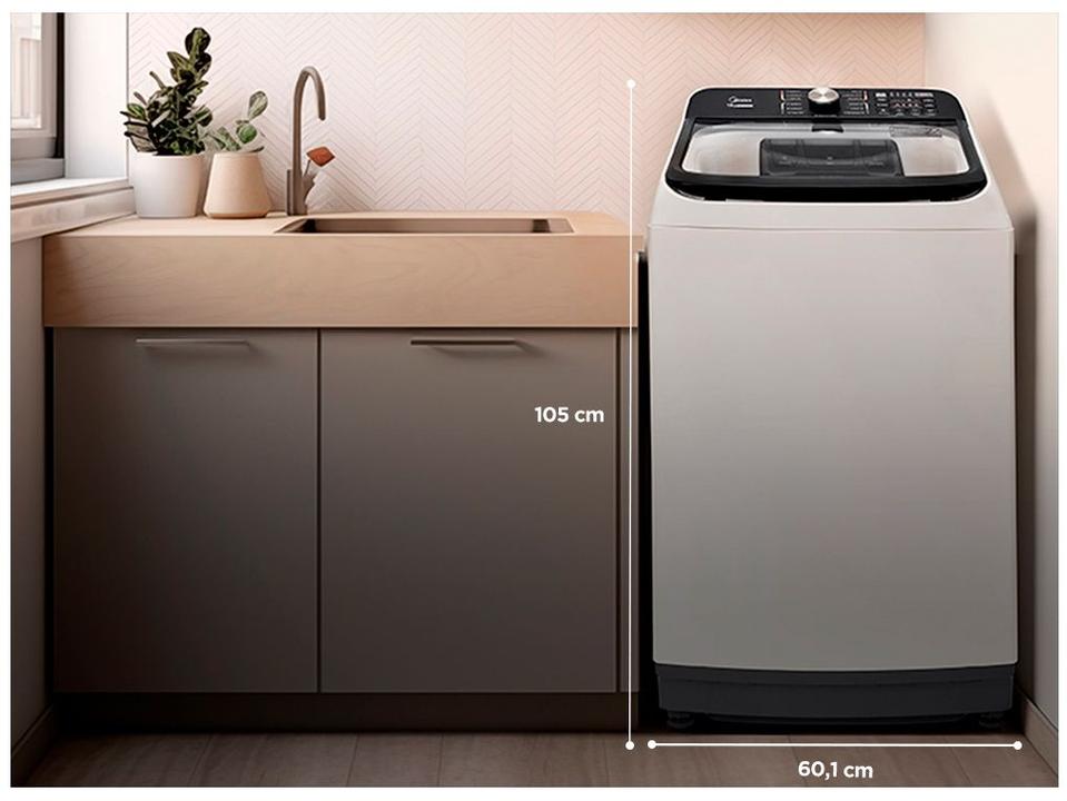 Lavadora de Roupas Midea 15kg Cesto Inox Branca Wave Agitator - 1