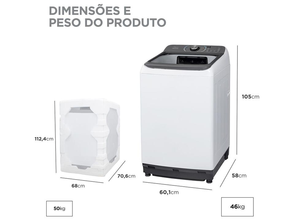 Lavadora de Roupas Midea 16kg Cesto Inox 13 Programas de Lavagem Branca MA512W160/WK-04 - 14