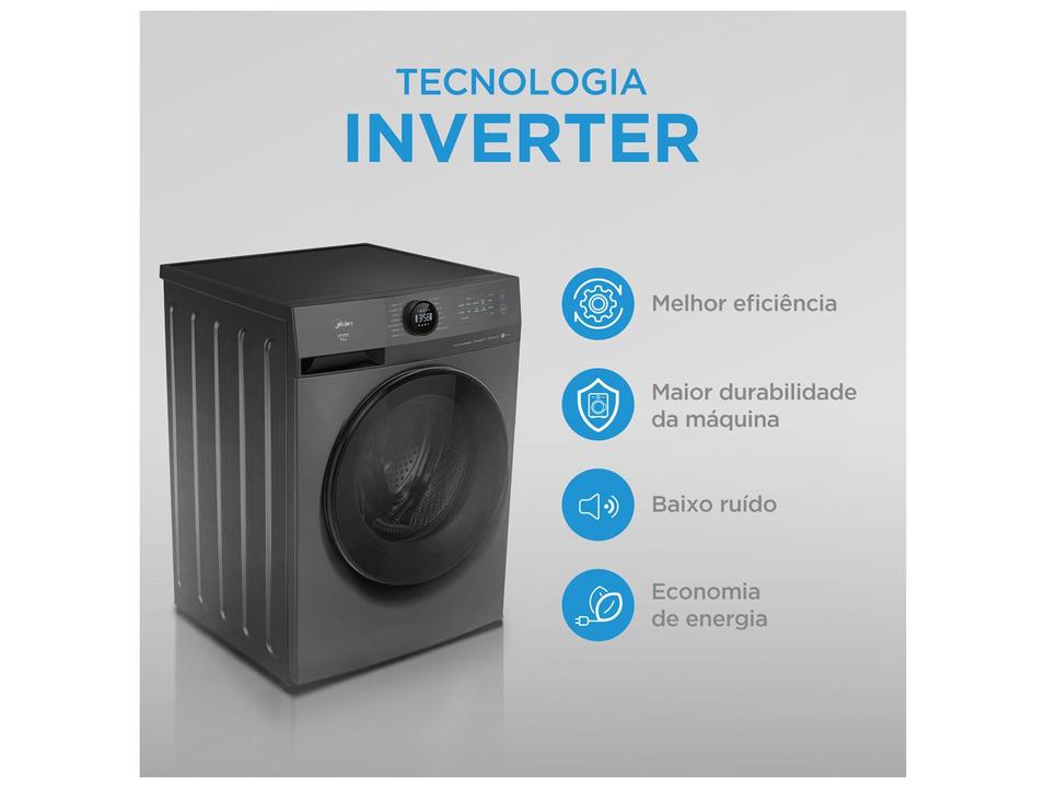 Lavadora de Roupas Midea Slim 11kg HealthGuard Smart Inverter Água Fria e Quente Titanium MF201W110WBGK02 - 2