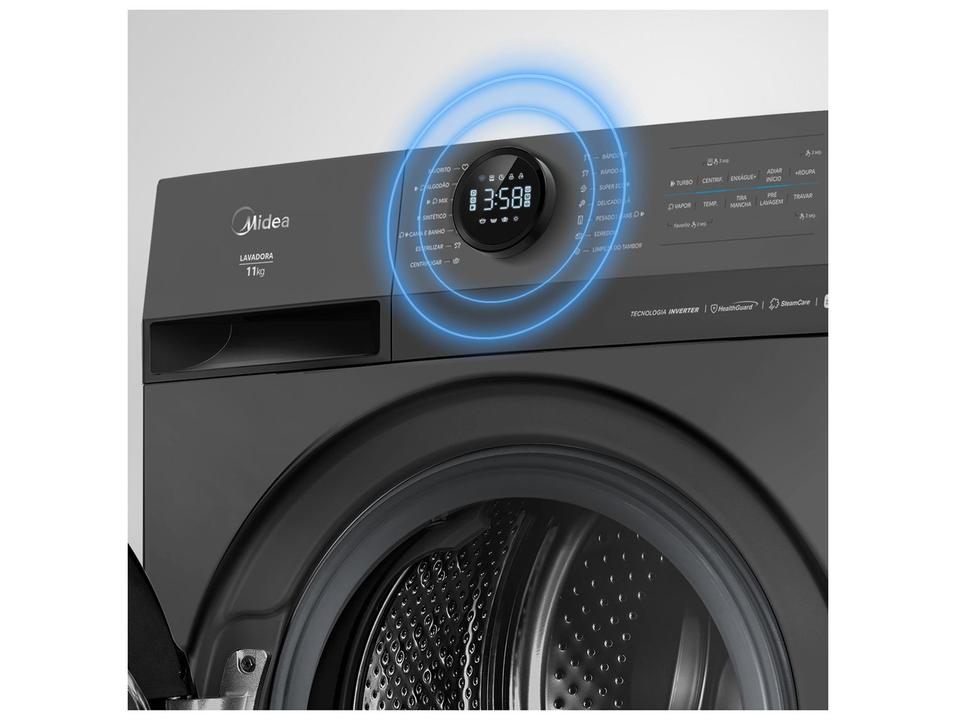 Lavadora de Roupas Midea Slim 11kg HealthGuard Smart Inverter Água Fria e Quente Titanium MF201W110WBGK02 - 7