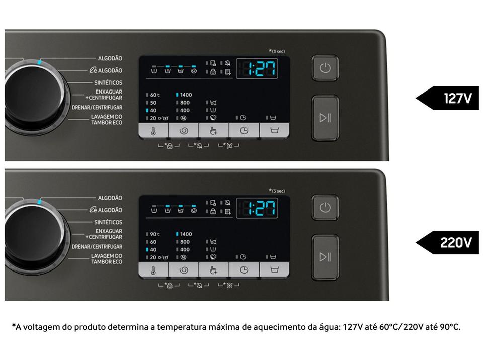 Lavadora de Roupas Samsung Inverter 11kg Cesto Inox 12 Programas de Lavagem Preta WW11T4040BX/AZ - 10