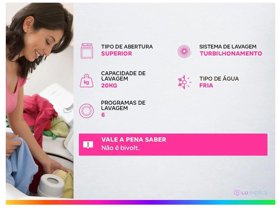 Lavadora de Roupas Suggar 20kg 6 Programas de Lavagem Branca Lavamax Eco LE2002BR - 1