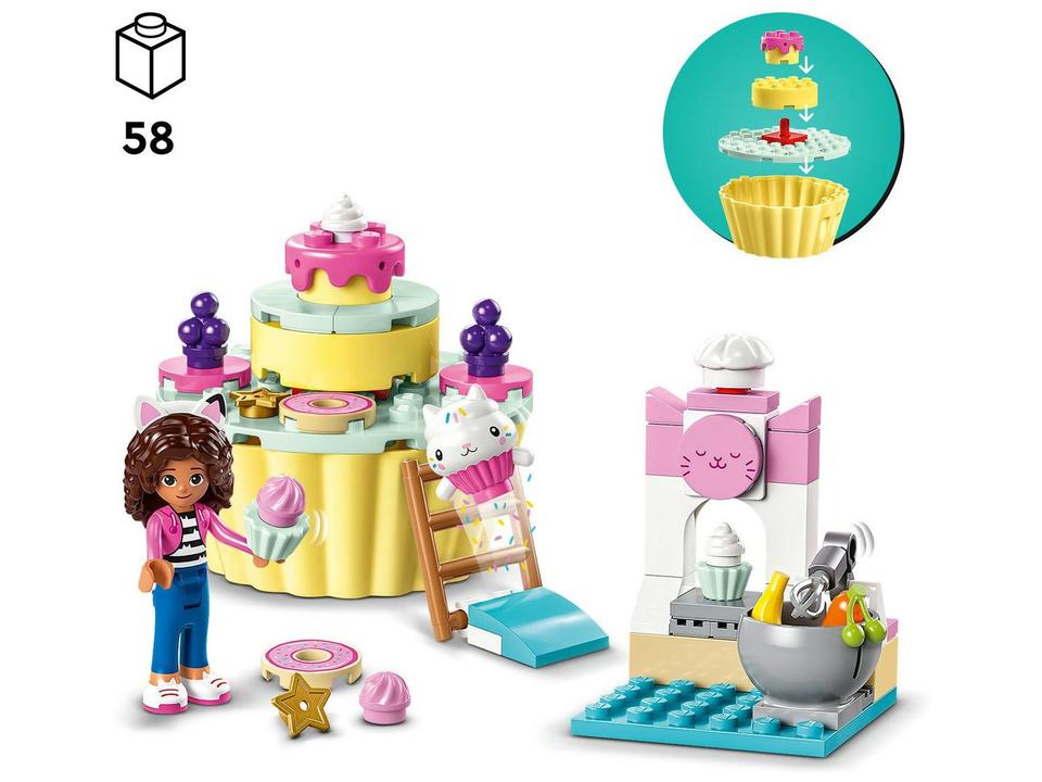 LEGO Gabbys Dollhouse Diversão na Confeitaria com - o Cakey 10785 58 Peças - 5