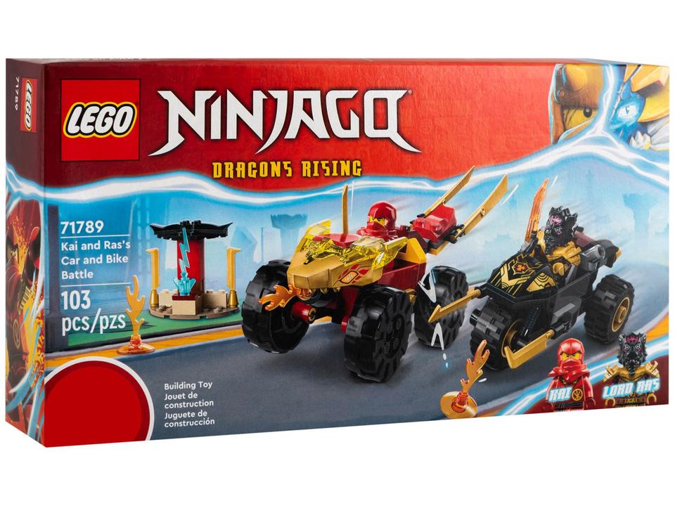 LEGO Ninjago Batalha de Carro e Moto de Kai e Ras - 103 Peças 71789
