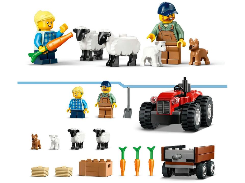 LEGO Trator de Fazenda Vermelho com Trailer e - 3
