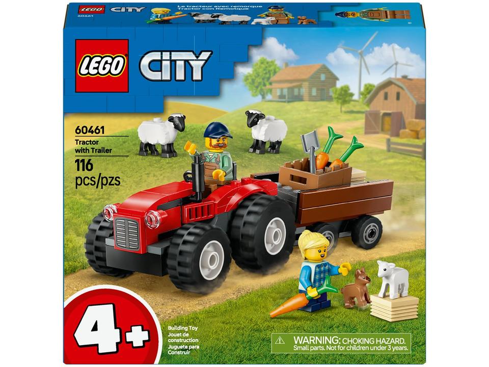 LEGO Trator de Fazenda Vermelho com Trailer e - 8