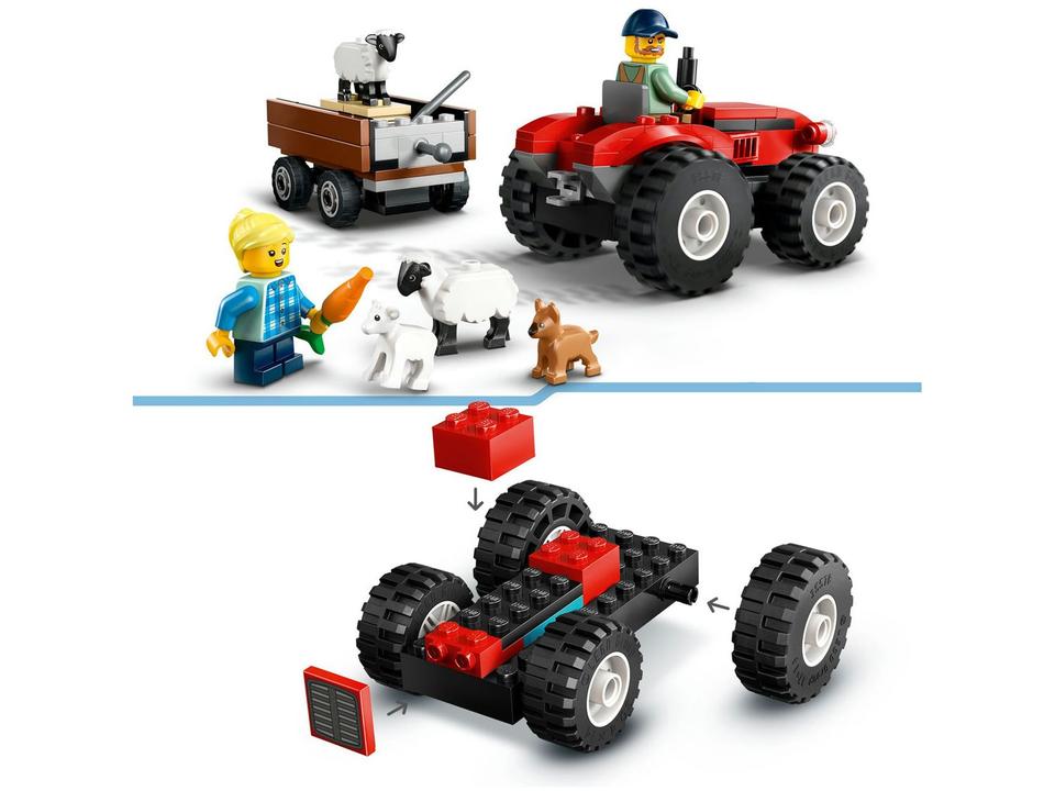 LEGO Trator de Fazenda Vermelho com Trailer e - 4