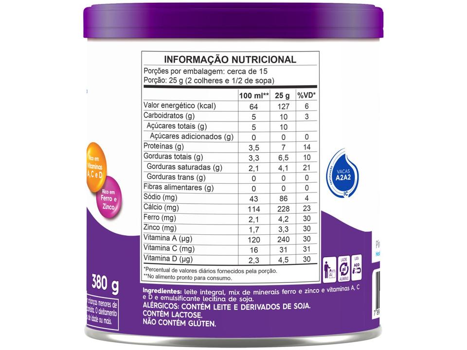 Leite de Vaca em Pó Integral Piracanjuba A2 Lata 380g - 1