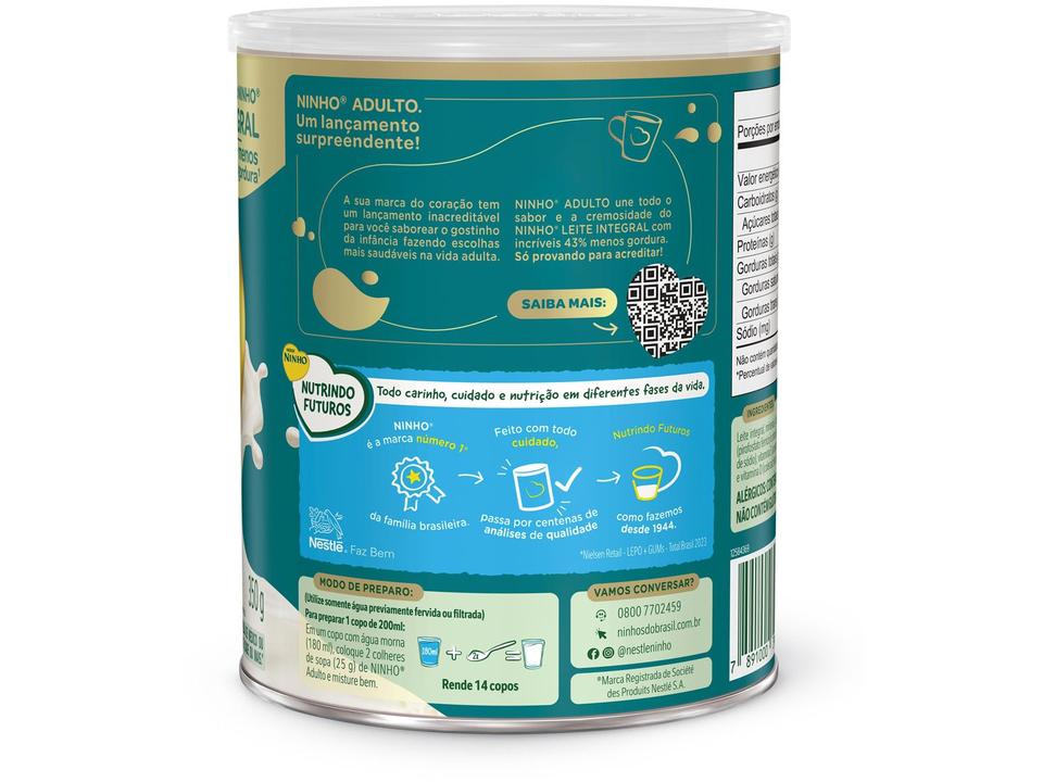 Leite em Pó Semidesnatado Nestlé Ninho Adulto Lata 350g - 3