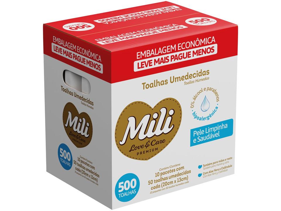 Lenço Umedecido Mili Premium Love & Care 500 unidades - 1