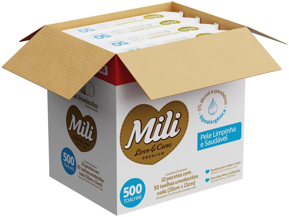 Lenço Umedecido Mili Premium Love & Care 500 unidades - 2