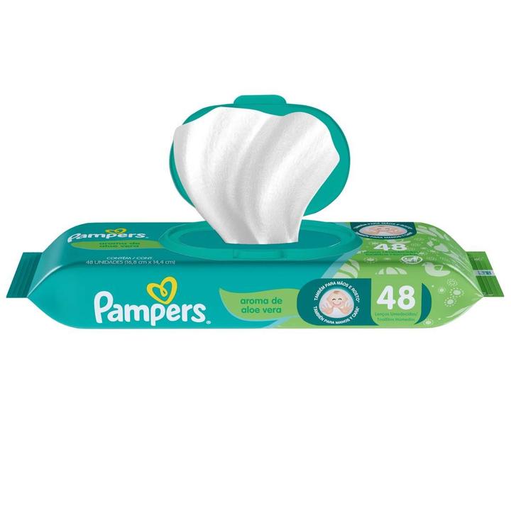 Lenço Umedecido Pampers Aloe Vera 12 Pacotes com 48 Unidades Cada - 8
