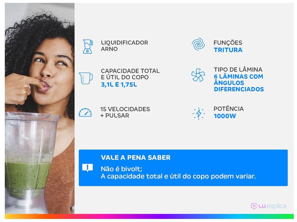 Liquidificador Arno Power Max 1000 15 Velocidades 1000W Vermelho LN54 - 1