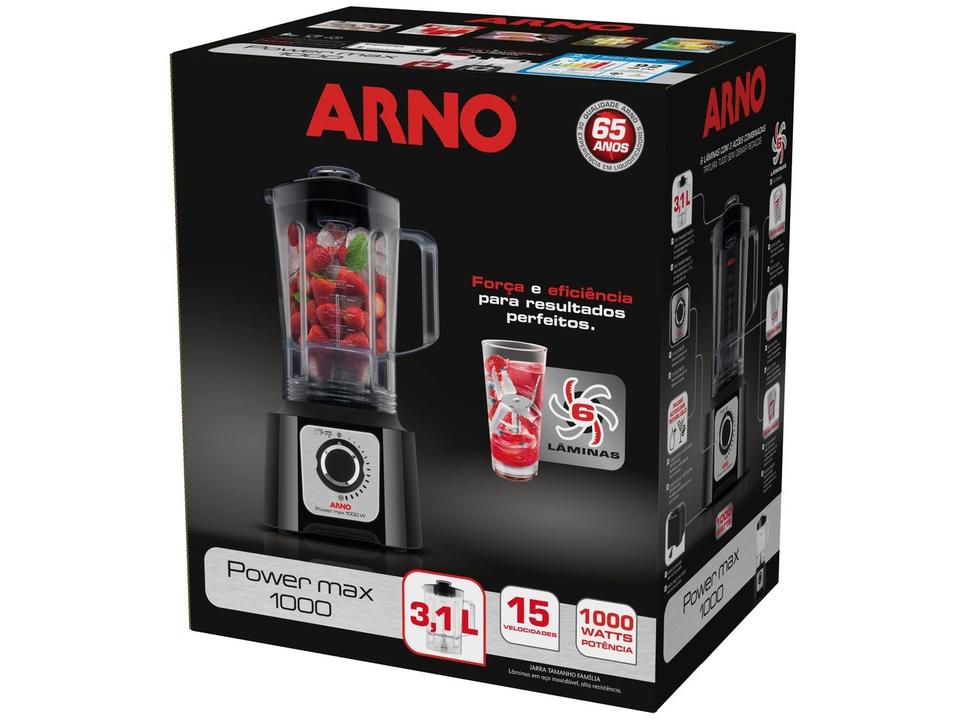 Liquidificador Arno Power Max 1000 Preto - 15 Velocidades 1000W - 6