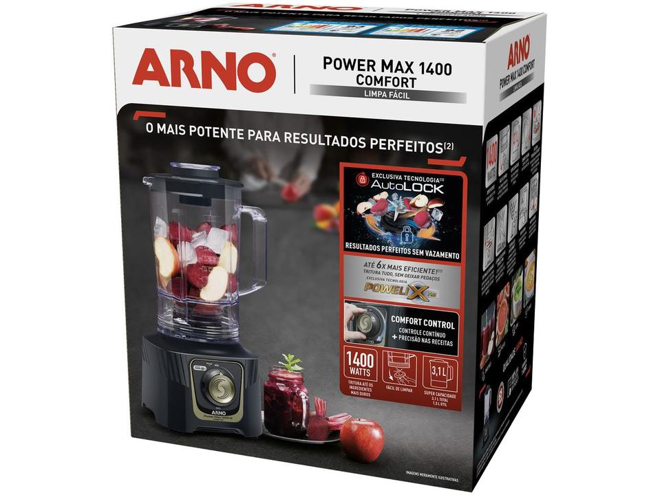 Liquidificador Arno Power Max Autolock LN78 15 Velocidades 1400W Preto e Cinza - 110 V - 6