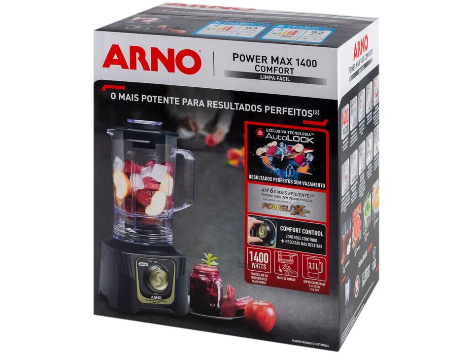 Liquidificador Arno Power Max Autolock LN82 15 Velocidades 1400W Preto e Cinza - 12