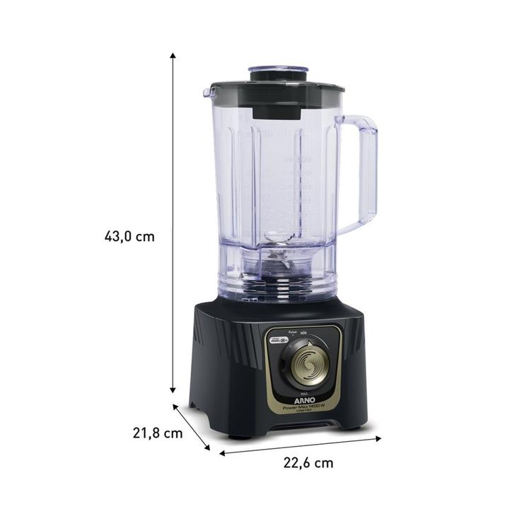 Liquidificador Arno Power Max Autolock LN82 15 Velocidades 1400W Preto e Cinza - 8