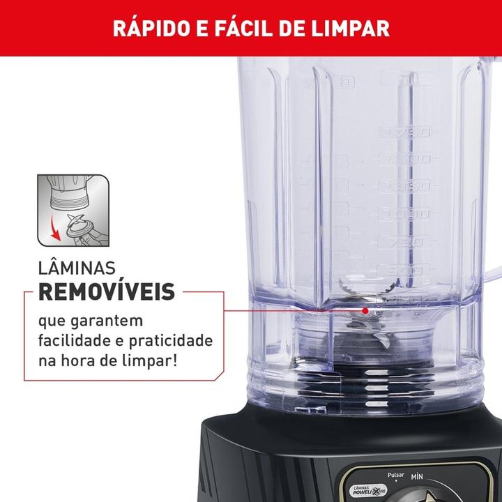Liquidificador Arno Power Max Autolock LN82 15 Velocidades 1400W Preto e Cinza - 5