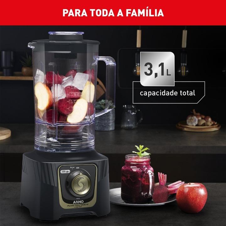 Liquidificador Arno Power Max Autolock LN82 15 Velocidades 1400W Preto e Cinza - 3