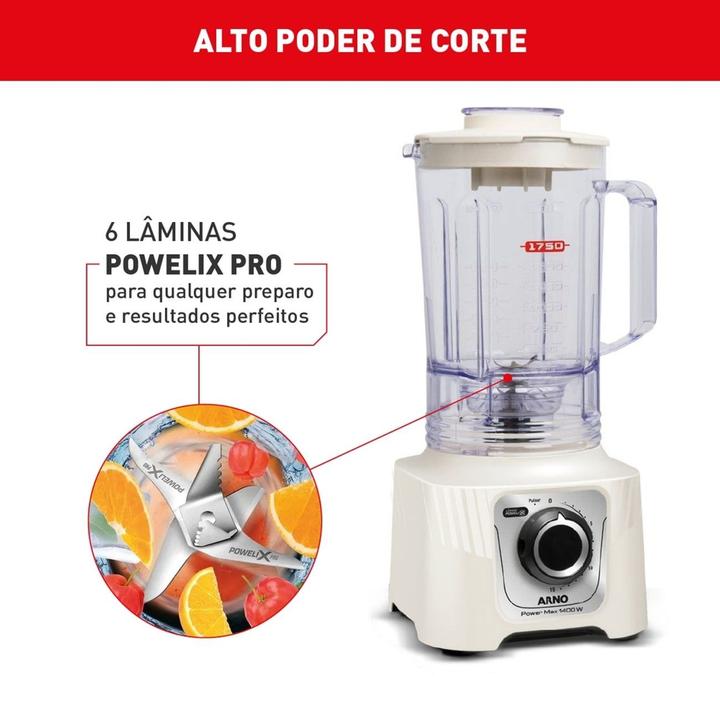 Liquidificador Arno Power Max LN64 15 Velocidades 1400W Marfim - 4