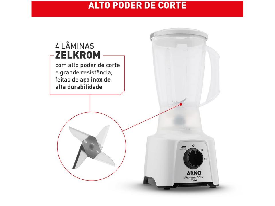 Liquidificador Arno Power Mix Branco 550W 2L LQ12 - 4