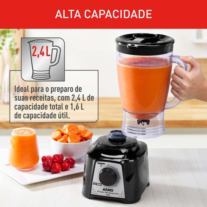 Liquidificador Arno Power Mix Essential LQ19 3 Velocidades 700W Preto 2720018420 - 1