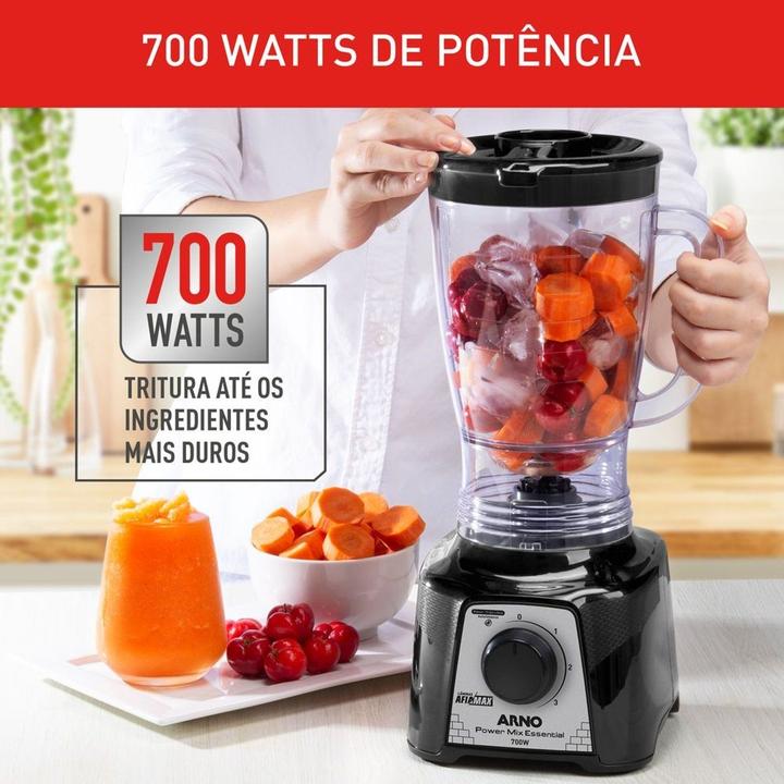 Liquidificador Arno Power Mix Essential LQ19 3 Velocidades 700W Preto 2720018420 - 4