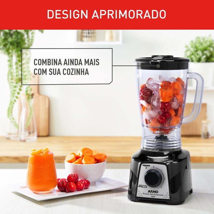 Liquidificador Arno Power Mix Essential LQ19 3 Velocidades 700W Preto 2720018420 - 4
