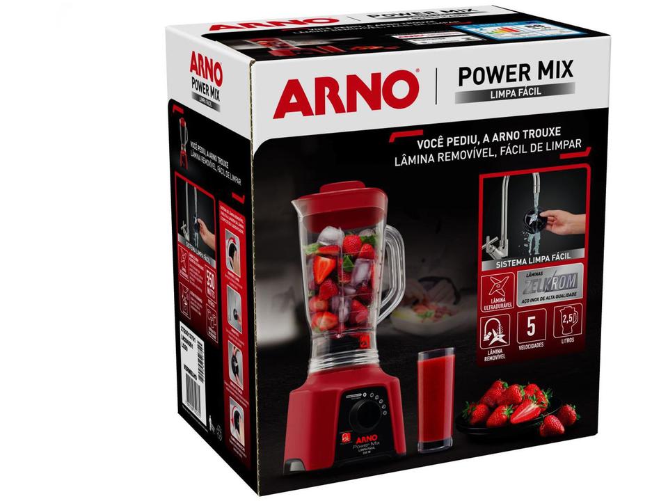 Liquidificador Arno Power Mix Limpa Fácil Vermelho - com Lâminas Removíveis LQ30 - 110 V - 14