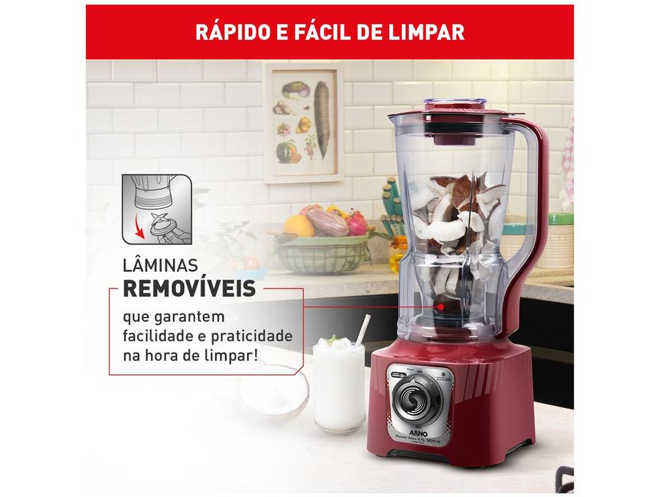 Liquidificador Arno Powermax XXL LN86 1200W Carmim - 5