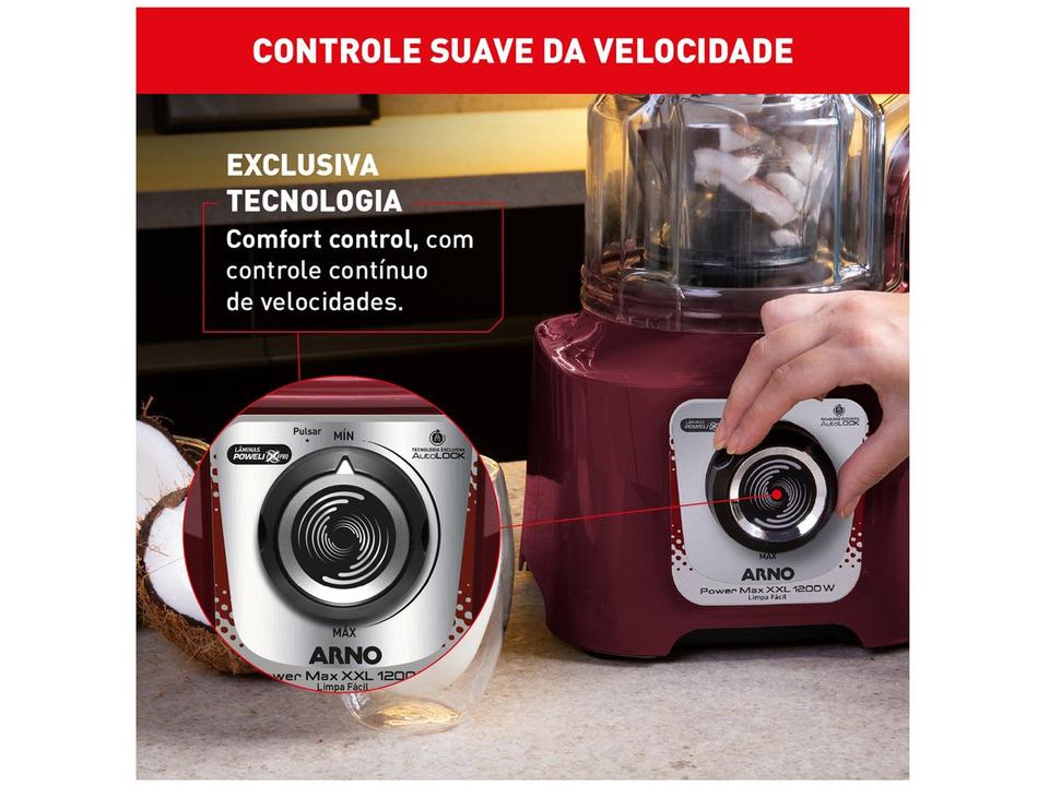 Liquidificador Arno Powermax XXL LN86 1200W Carmim - 7