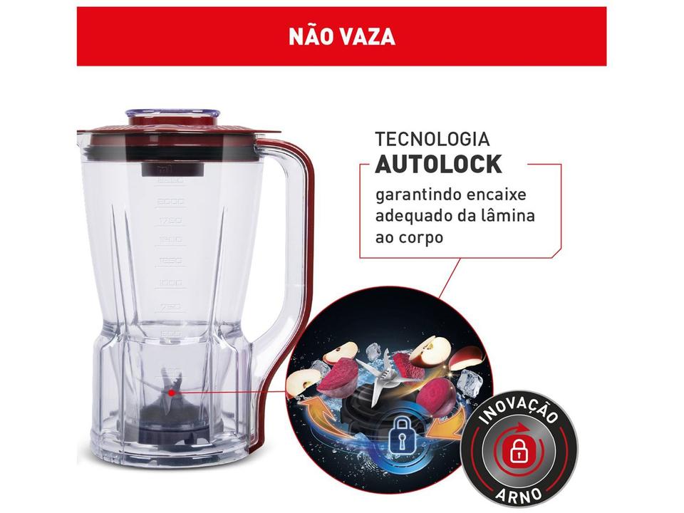 Liquidificador Arno Powermax XXL LN86 1200W Carmim - 6