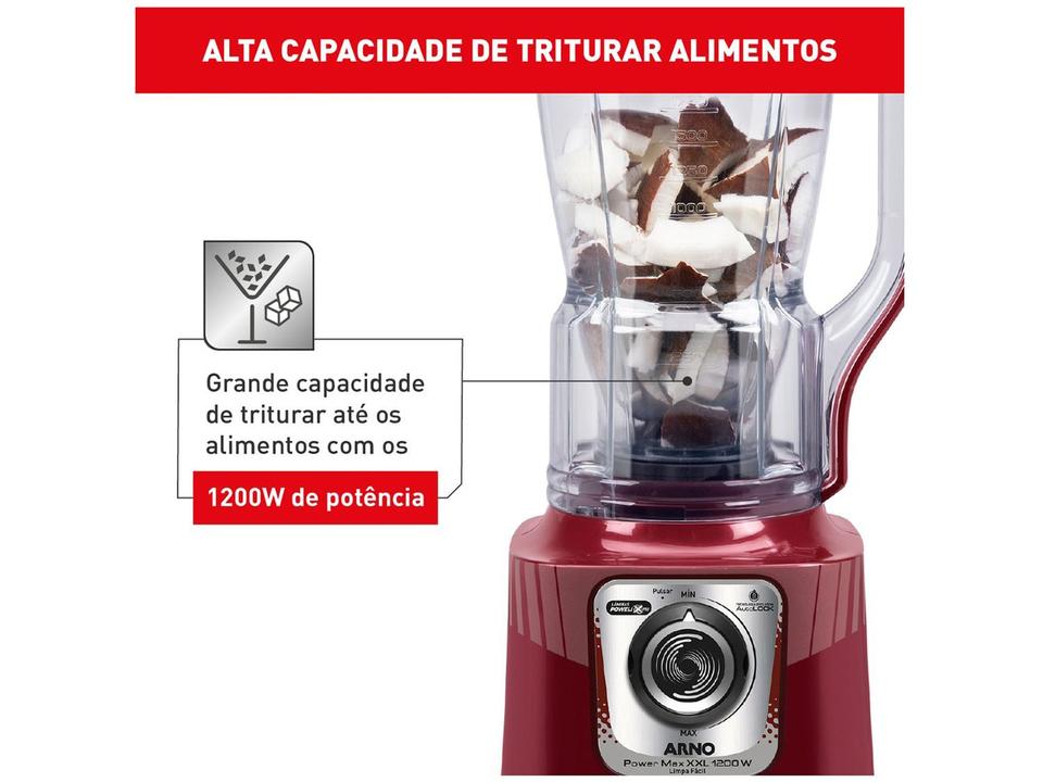Liquidificador Arno Powermax XXL LN86 1200W Carmim - 2