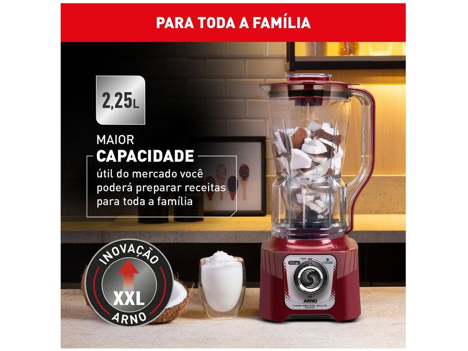 Liquidificador Arno Powermax XXL LN86 1200W Carmim - 3