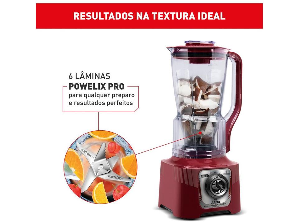 Liquidificador Arno Powermax XXL LN86 1200W Carmim - 4