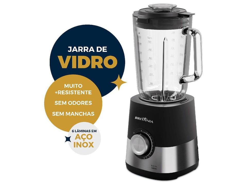 Liquidificador Britânia BLQ14A 63102019 Copo de Vidro de 2,3L 1400W Preto e Inox - 2