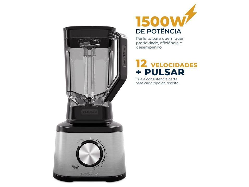 Liquidificador Britânia BLQ15A 1500W Copo de 3,1L Preto e Prata - 1