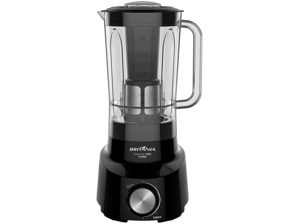 Liquidificador Britânia Diamante 1000 Turbo Preto com Filtro 4 Velocidades + Pulsar 1000W - 1