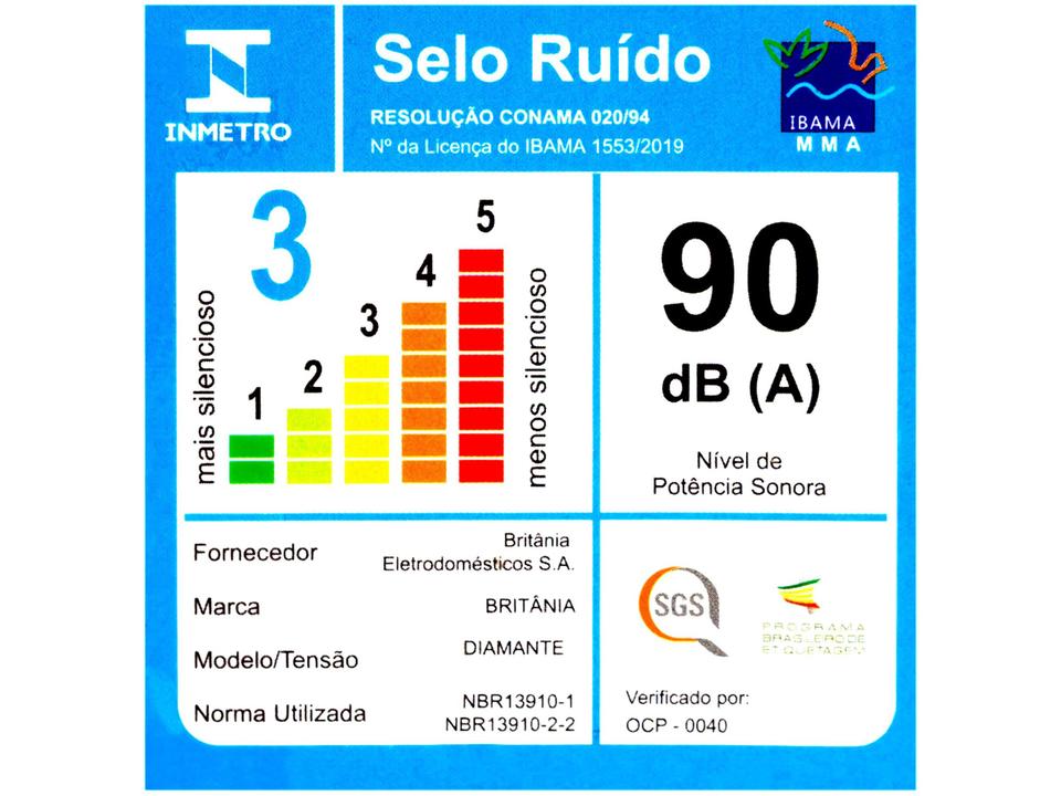 Liquidificador Britânia Diamante Branco 2 Velocidades 400W - 13