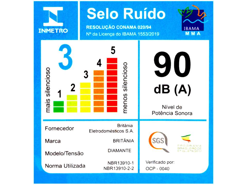 Liquidificador Britânia Diamante Branco 2 Velocidades 400W - 13