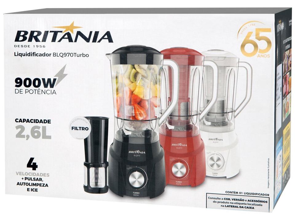 Liquidificador Britânia Turbo BLQ970P Preto 4 Velocidades 900W - 8
