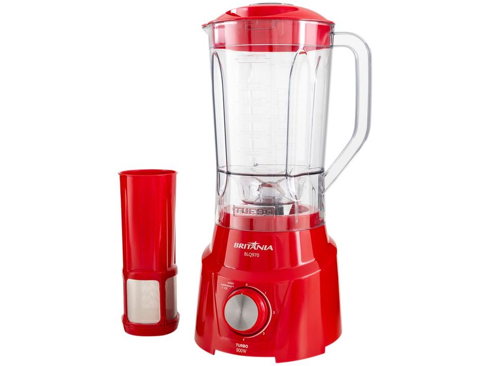 Liquidificador Britânia Turbo BLQ970V Vermelho com Filtro 4 Velocidades 900W - 2