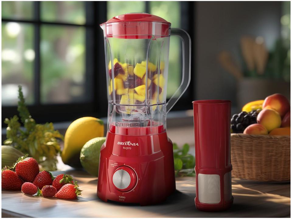 Liquidificador Britânia Turbo BLQ970V Vermelho com Filtro 4 Velocidades 900W - 1