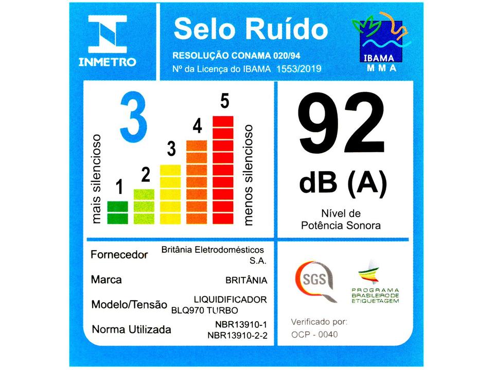 Liquidificador Britânia Turbo BLQ970V Vermelho com Filtro 4 Velocidades 900W - 13