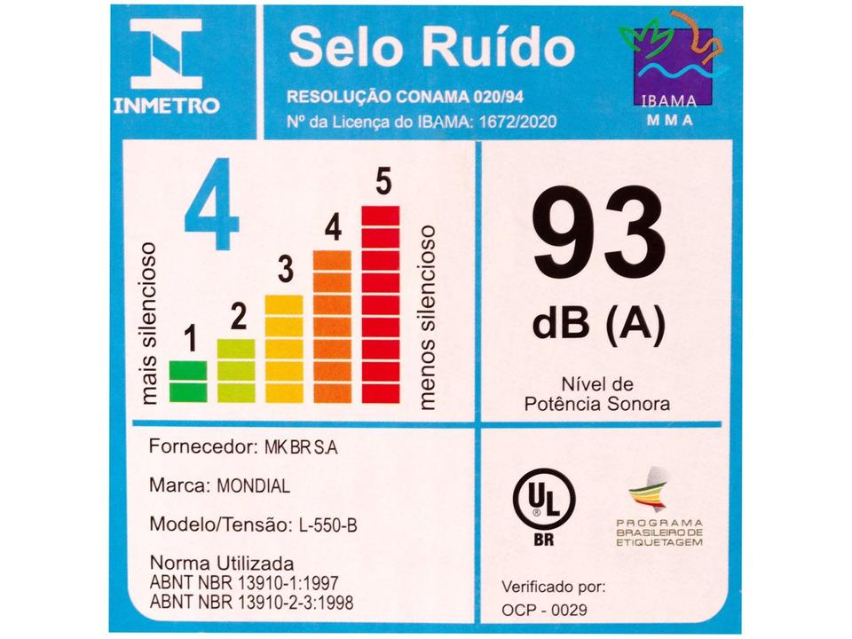 Liquidificador Mondial Easy Power L-550-B Preto 2 Velocidades 550W - 18