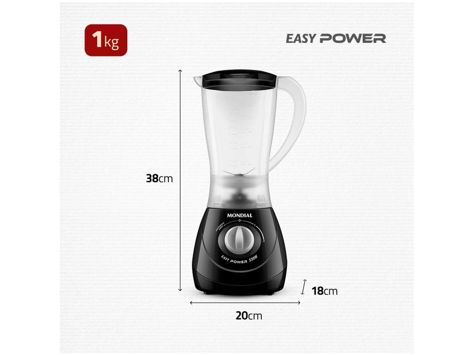 Liquidificador Mondial Easy Power L-550-B Preto 2 Velocidades 550W - 7