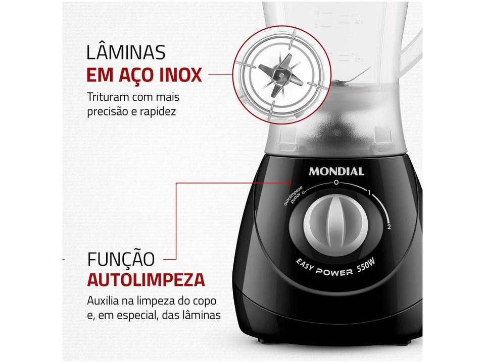 Liquidificador Mondial Easy Power L-550-B Preto 2 Velocidades 550W - 5